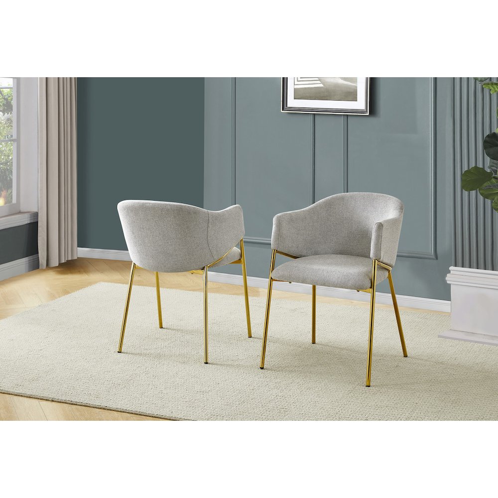 Gray Linen Upholstery Side Chairs With Gold Base
