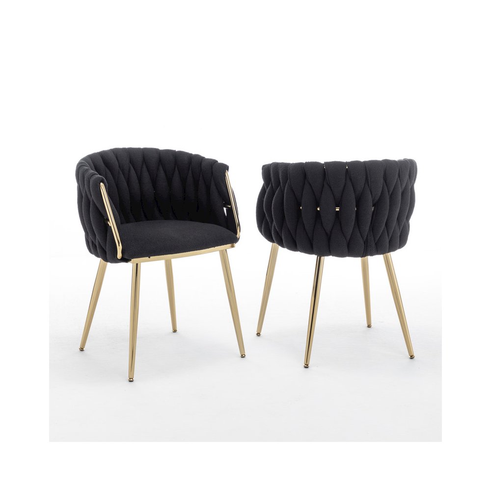 Best Quality Furniure Black Boucle Fabric With Gold Base Side Chairs