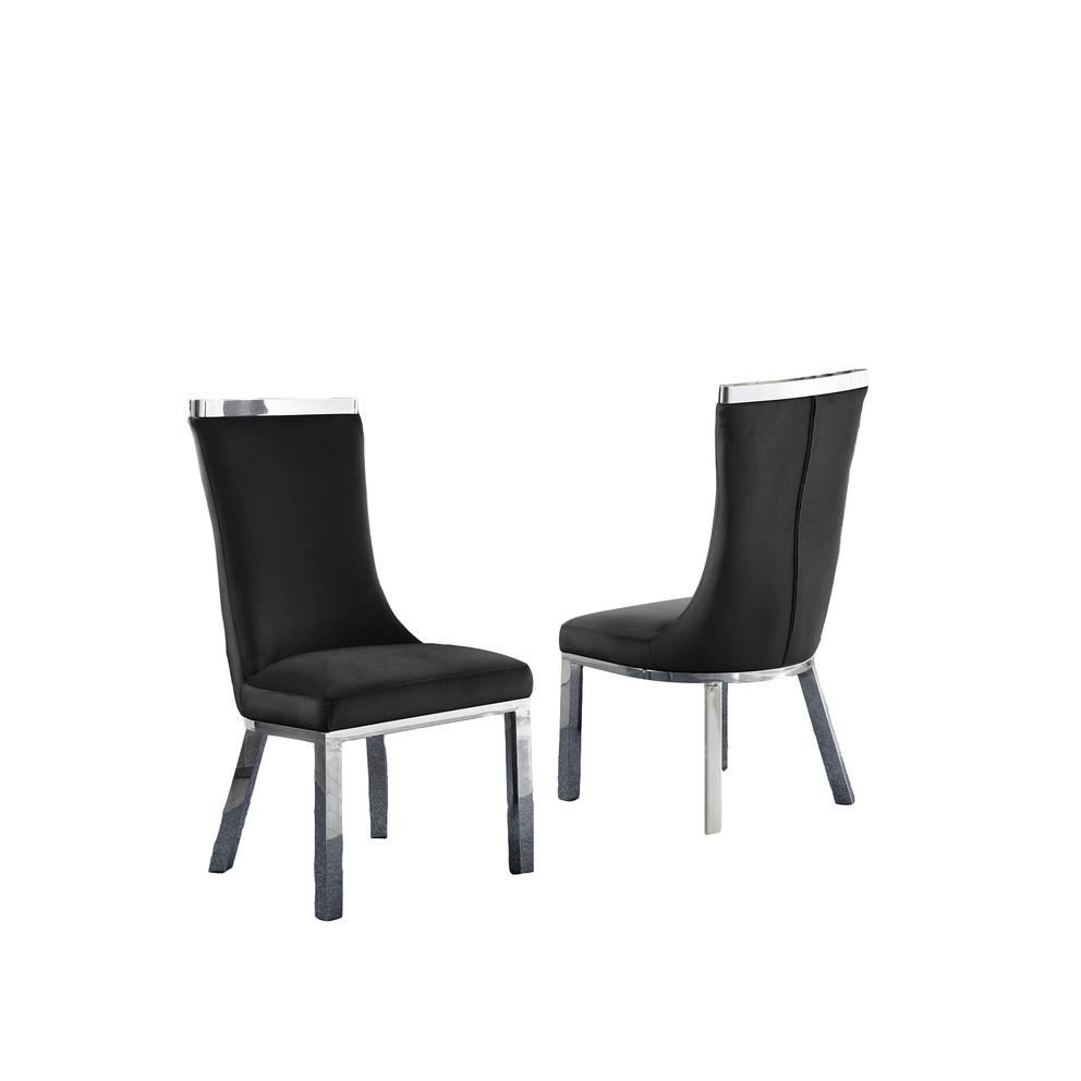 9pc dining set- Recatngle Glass table with silver color base and Black velvet chairs