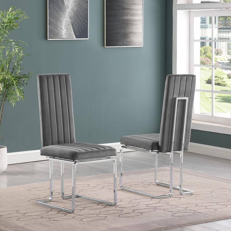 9pc Large(94″) glass top dining set with silver base and 8 Dark grey side chairs