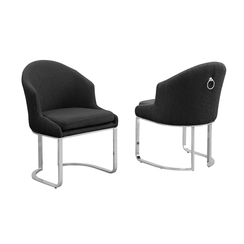 Best Quality Furniture Black With Silver Side Chairs