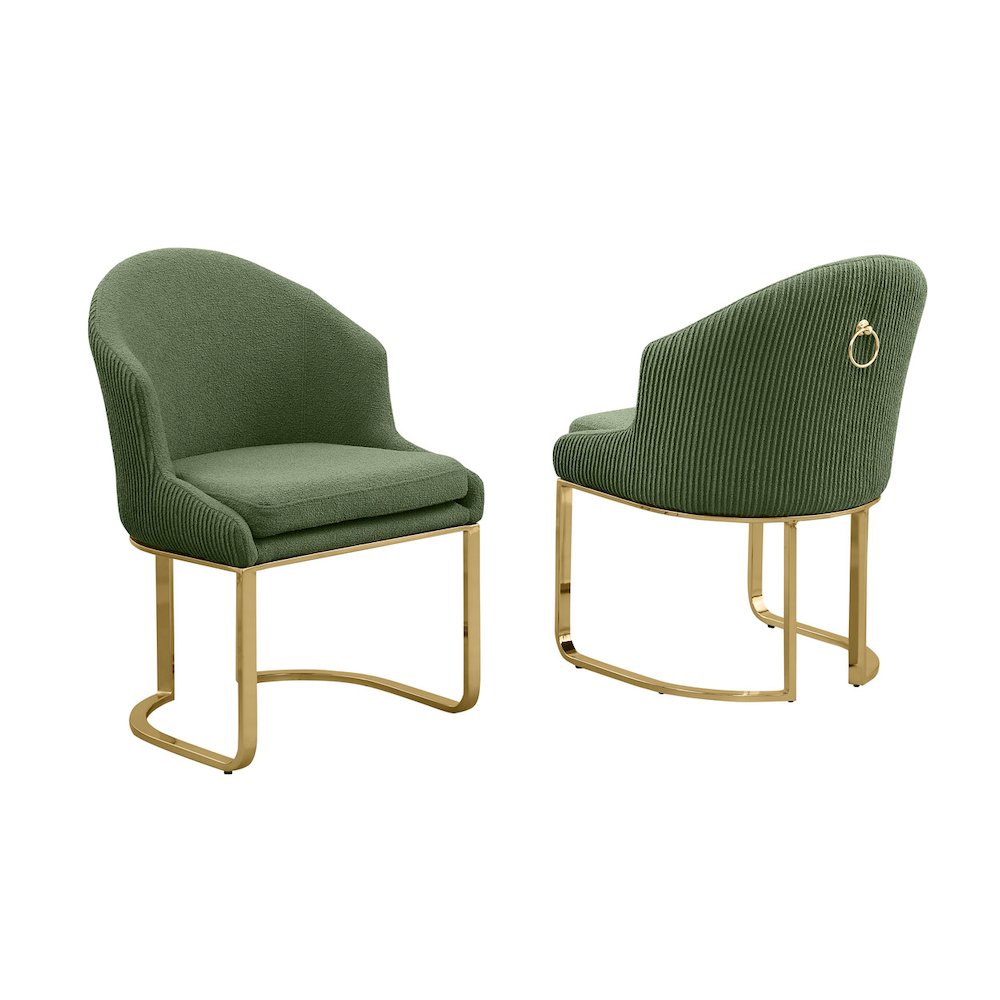Best Quality Furniture Green With Gold Side Chairs