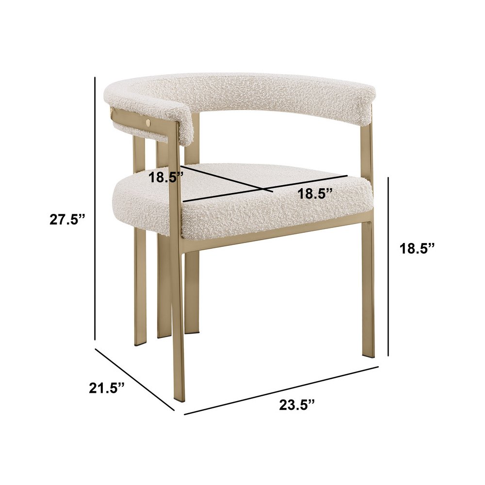 9Pc Tempered Glass Dining Table Set With 8 Cream With Matte Gold Side Chairs