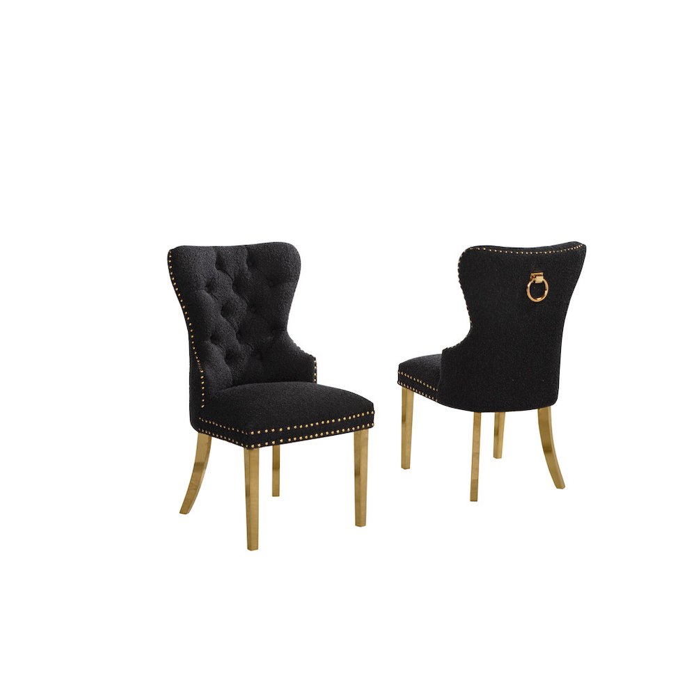 Black Boucle Fabric And Silver Base Side Chairs (Set Of 2)
