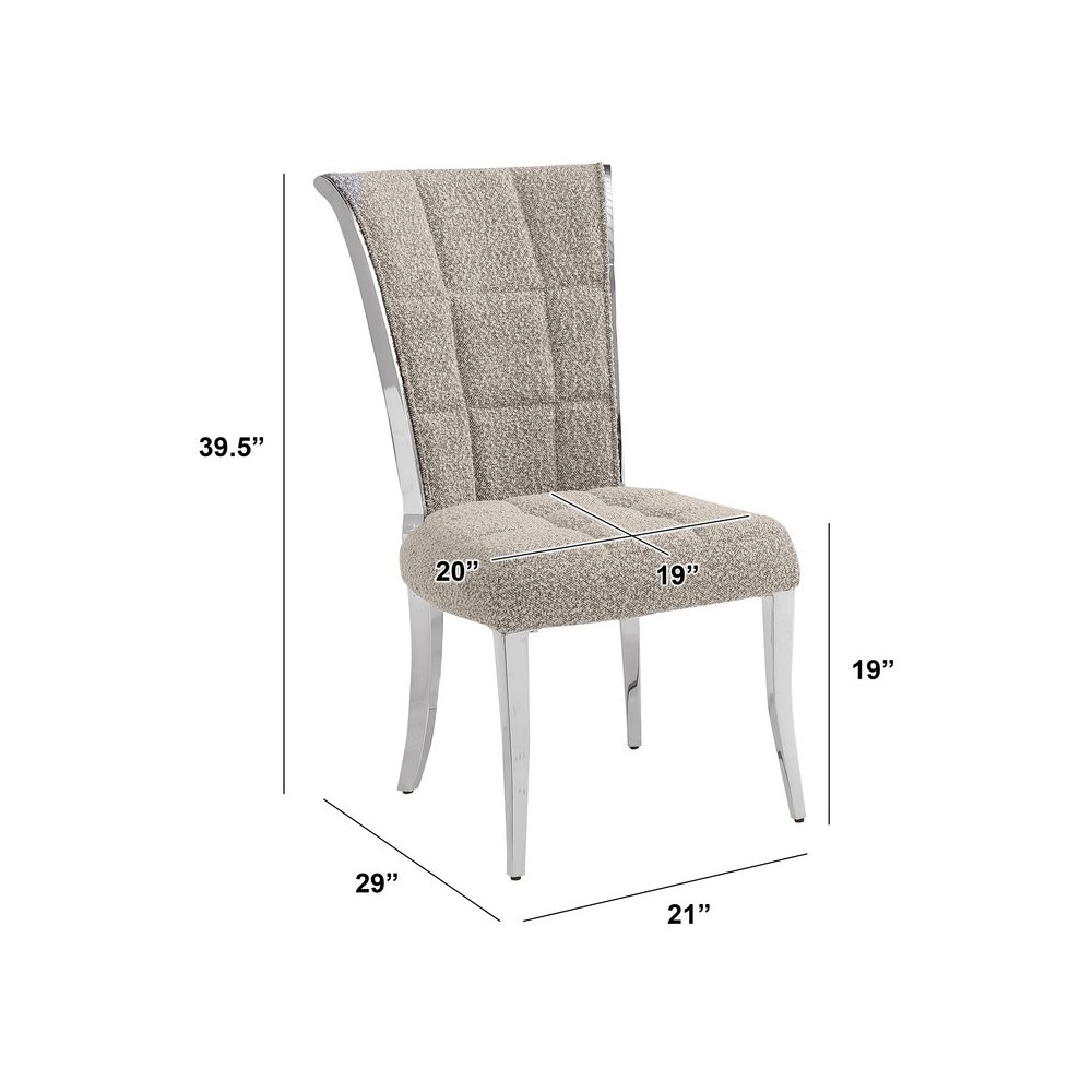 Gray Boucle Side Chairs With Silver Base (Set Of 2)