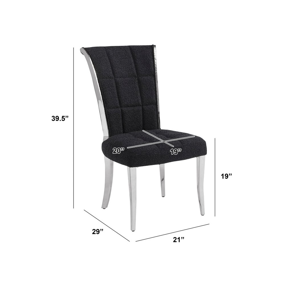 Black Boucle Side Chairs With Silver Base (Set Of 2)