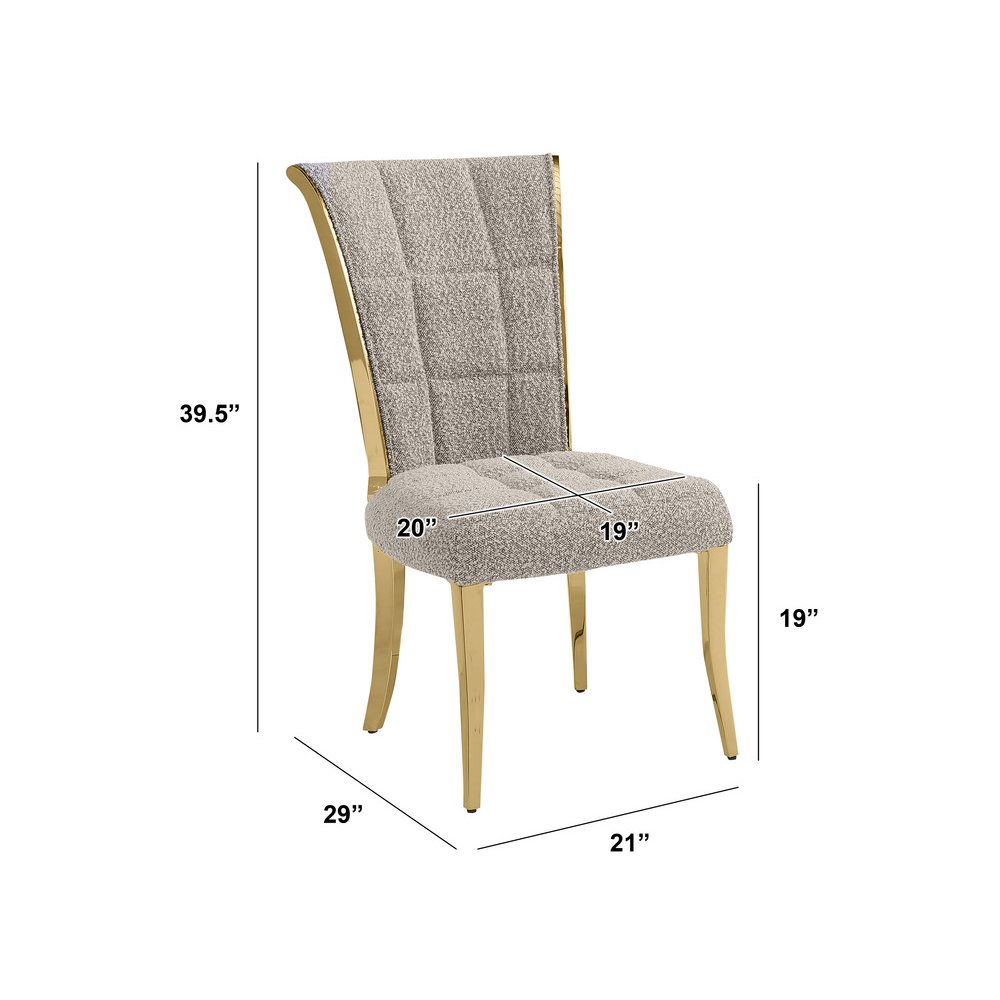 Gray Boucle Side Chairs With Gold Base (Set Of 2)
