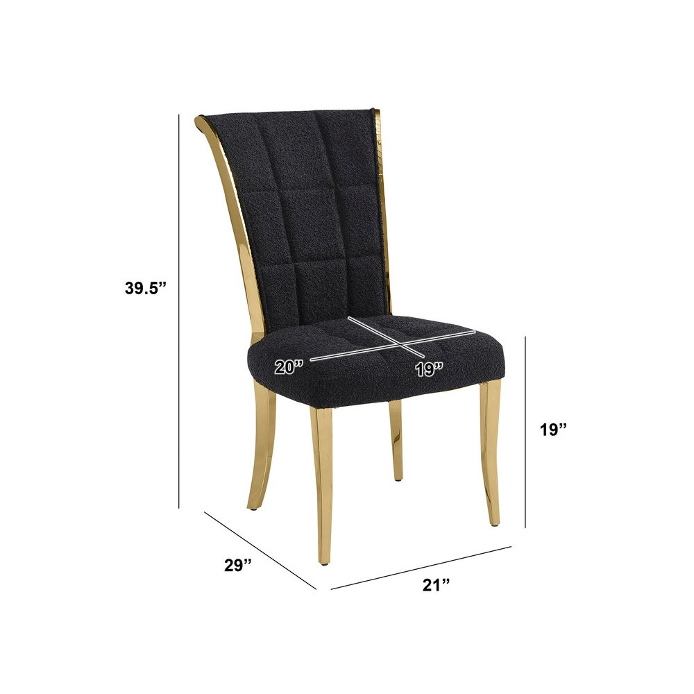 Black Boucle Side Chairs With Gold Base (Set Of 2)