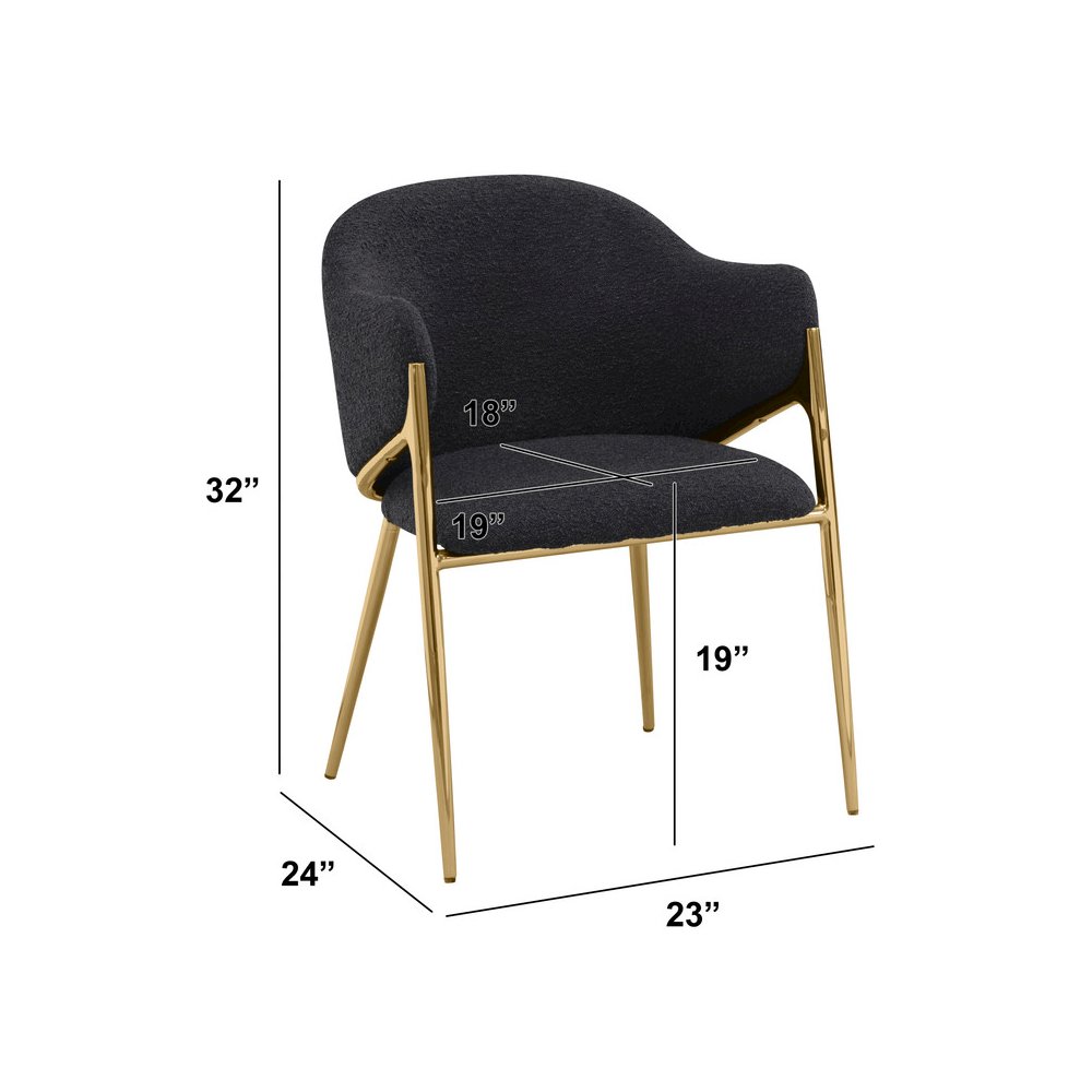 Black Boucle Fabric Side Chiars With Gold Base