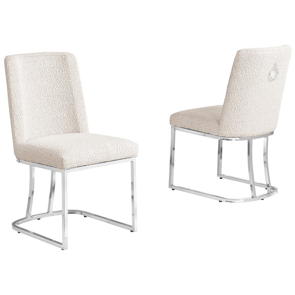 Cream With Silver Chrome Base Side Chairs