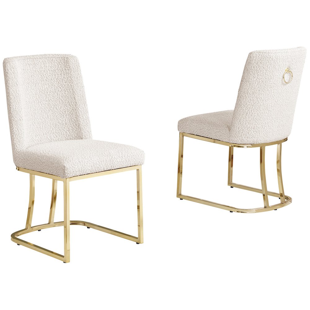 Cream With Gold Chrome Base Side Chairs