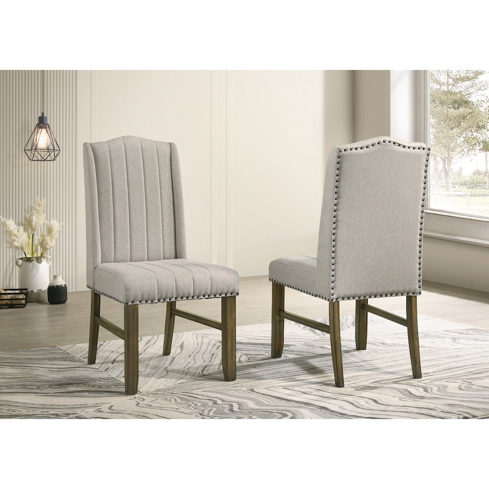 Wood fabric back dining chairs (Set of 2)