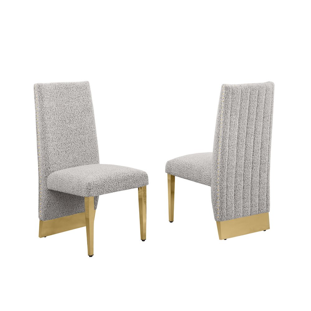 Luxe Rich gray boucle side chairs – Set of 2