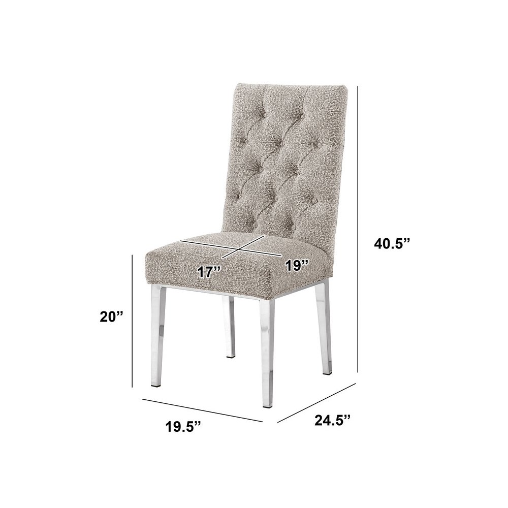 Gray Boucle Fabric With Silver Chrome Base Dining Chairs (Set Of 2)