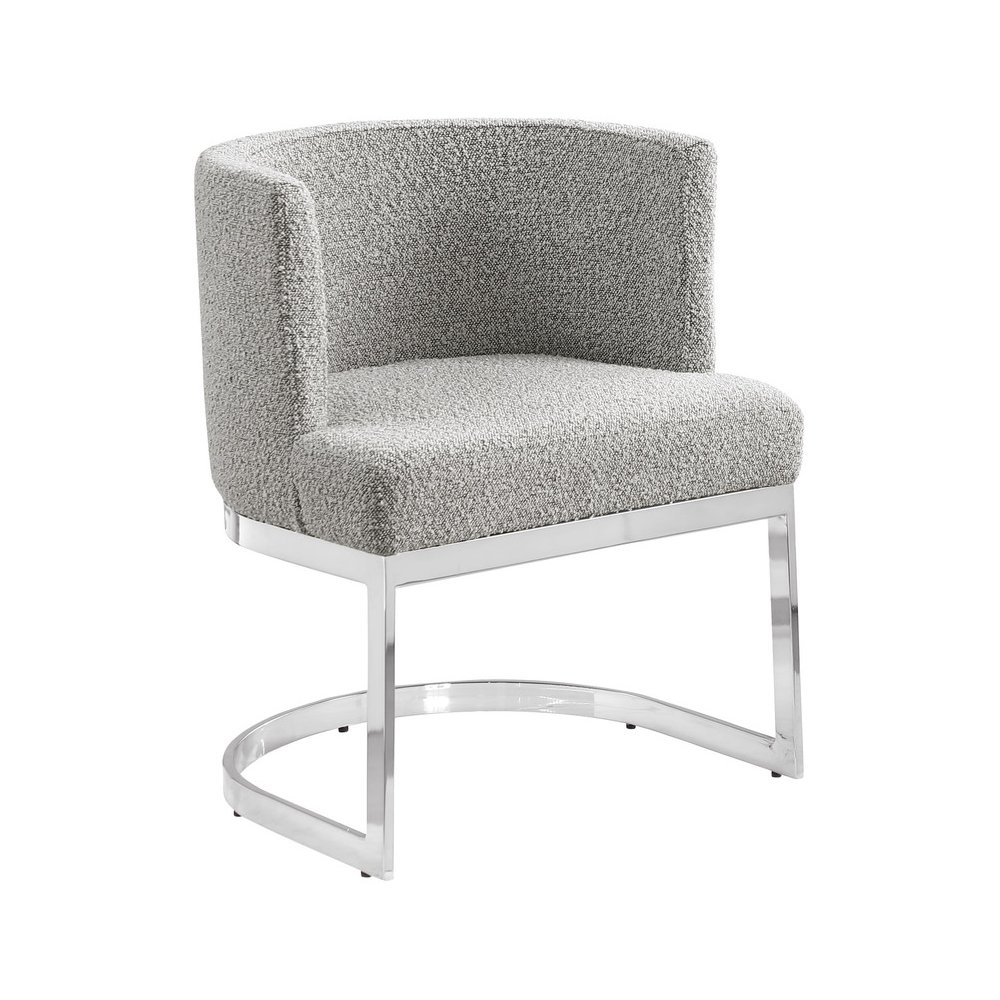 Rich Gray With Silver Chrome Base Barrel Chair (Single Chair)