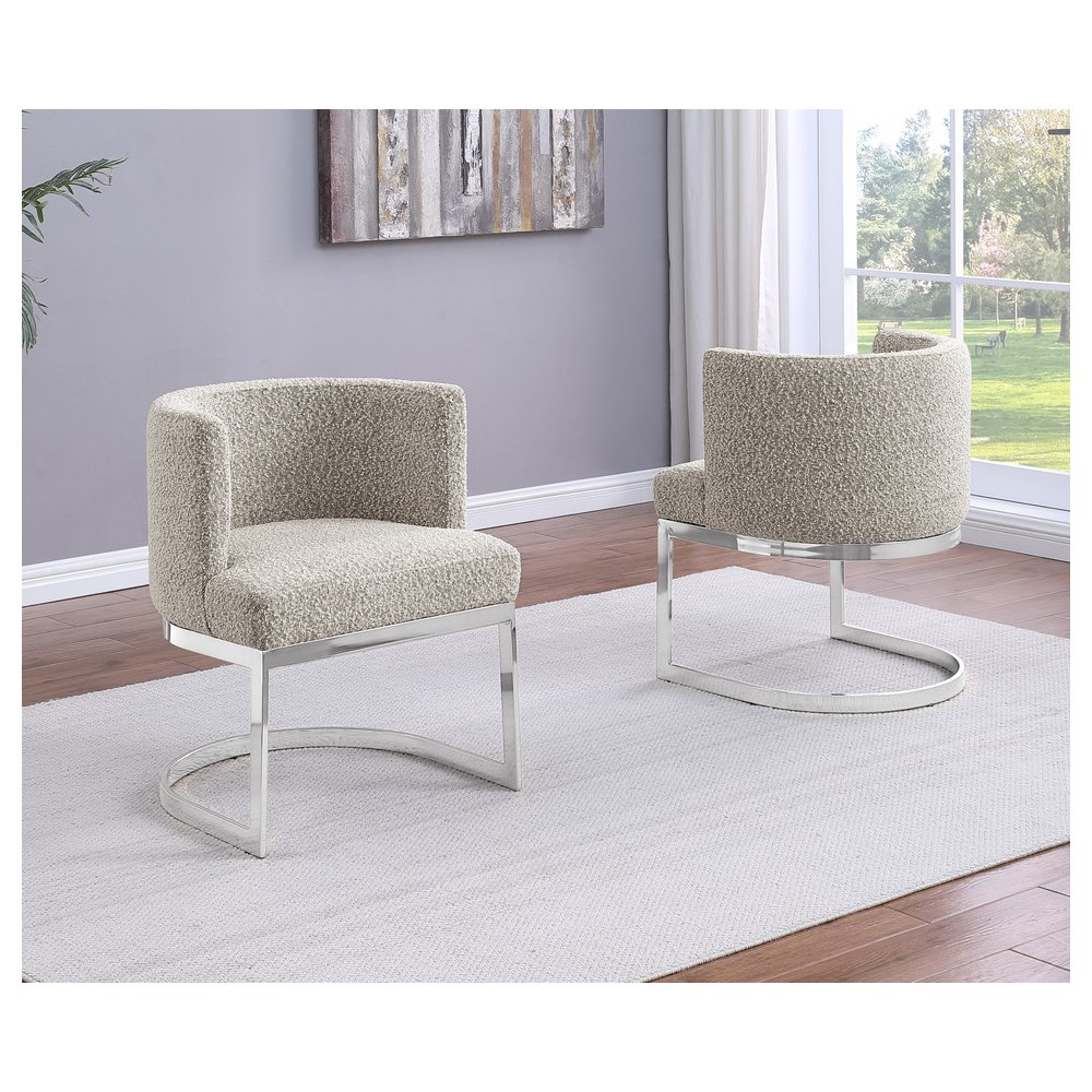 Gray With Silver Chrome Base Barrel Chair (Single Chair)