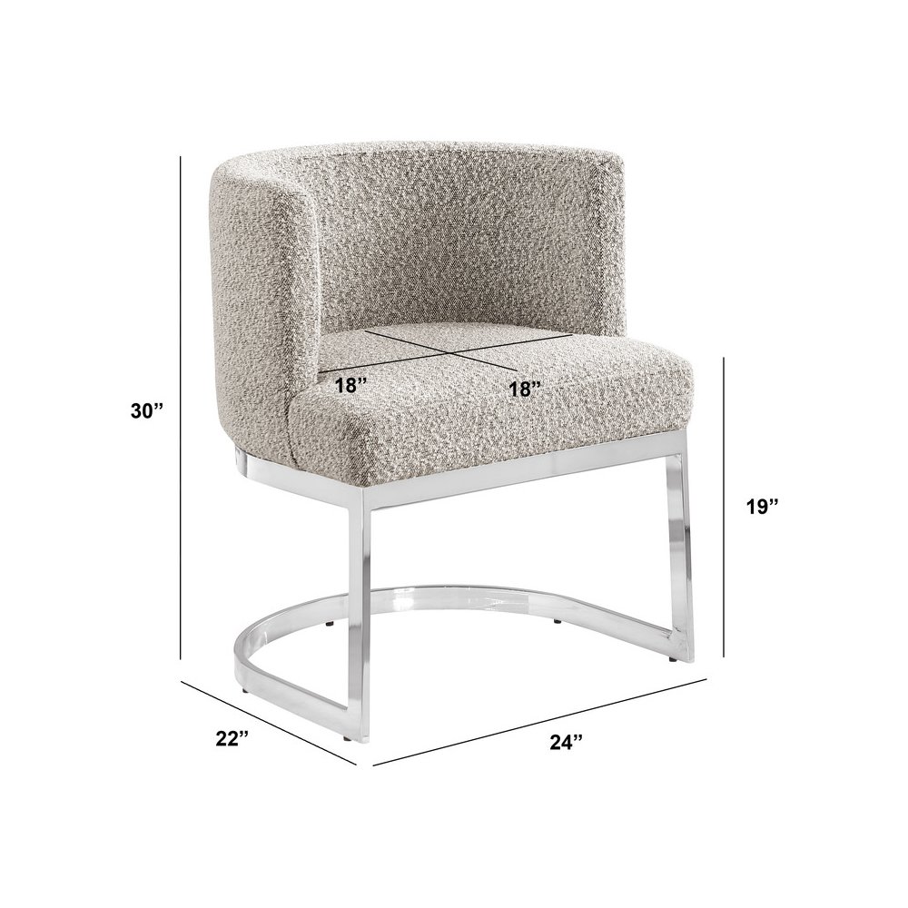 Gray With Silver Chrome Base Barrel Chair (Single Chair)