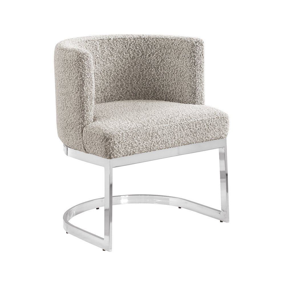 Gray With Silver Chrome Base Barrel Chair (Single Chair)
