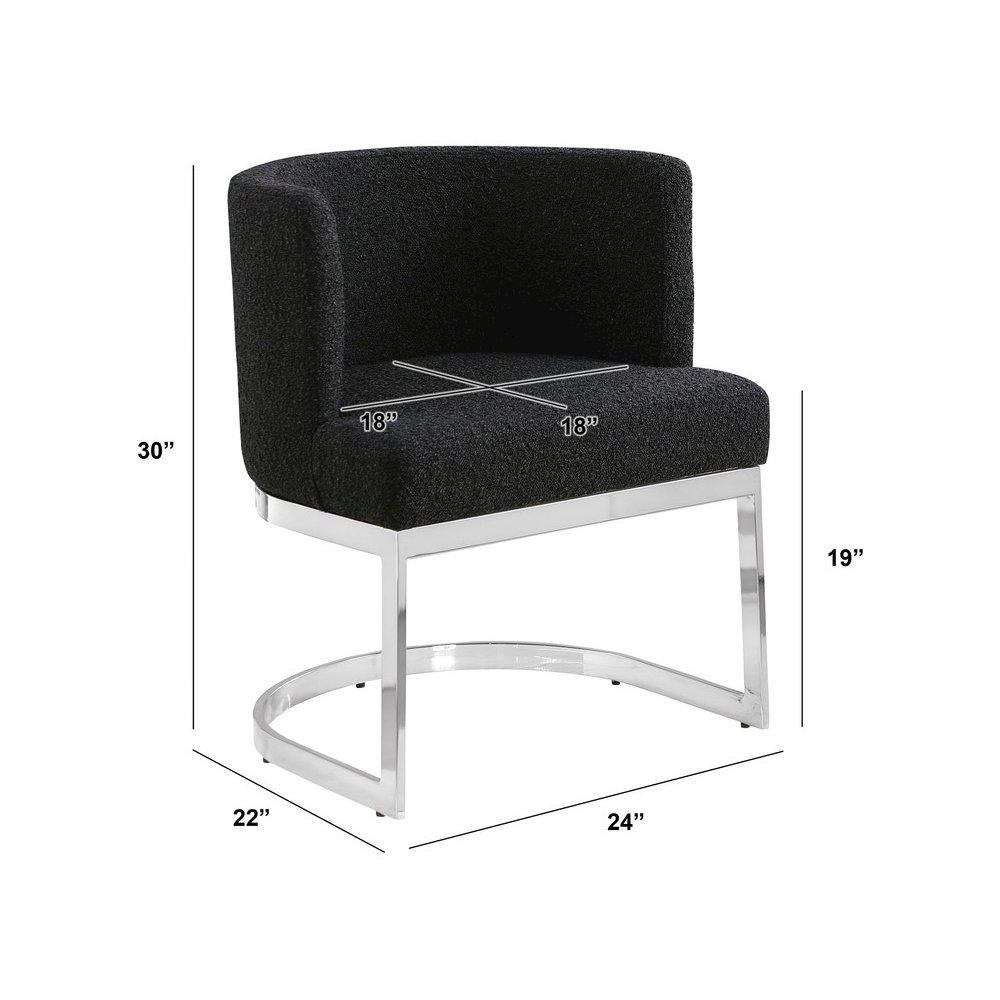 Black With Silver Chrome Base Barrel Chair (Single Chair)