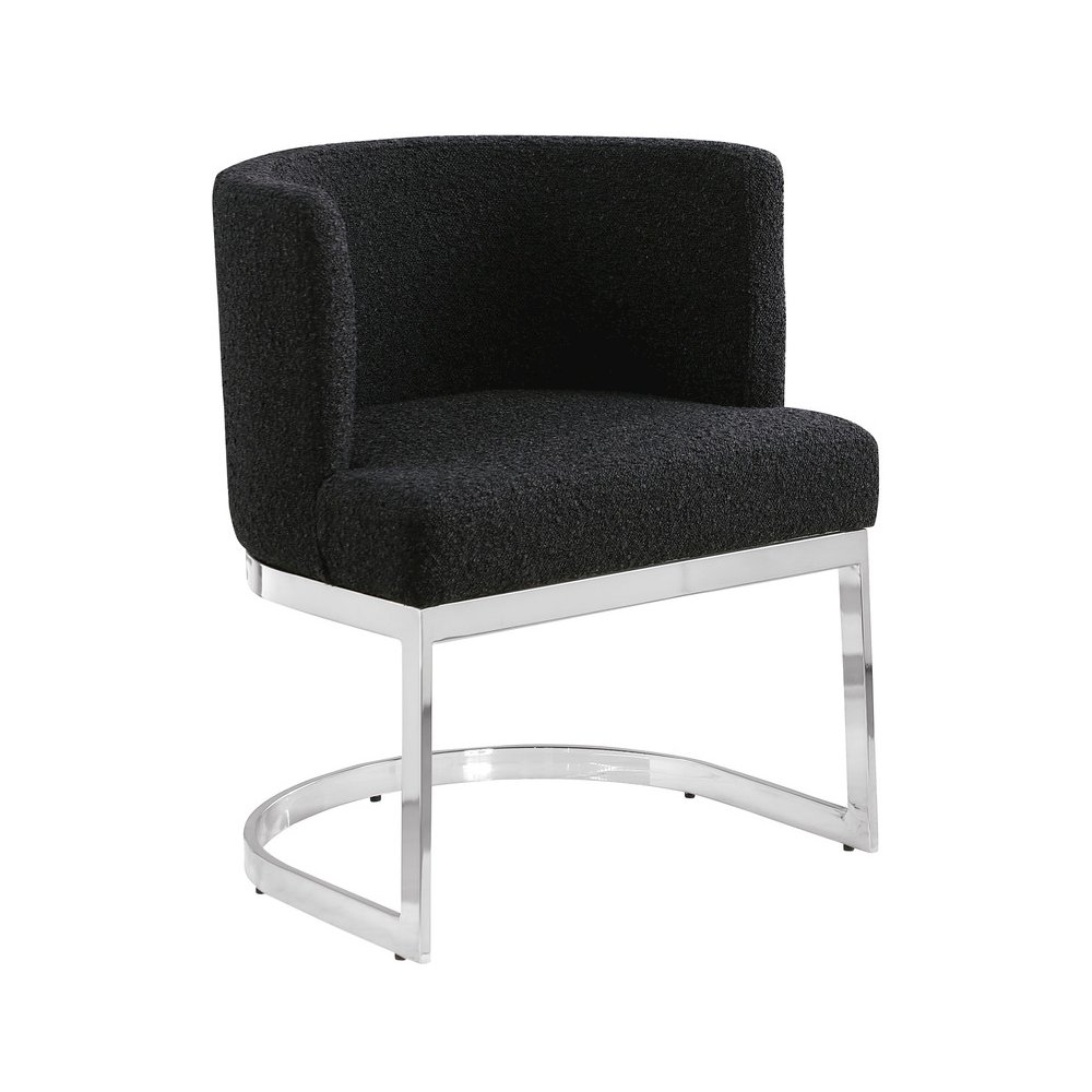 Black With Silver Chrome Base Barrel Chair (Single Chair)