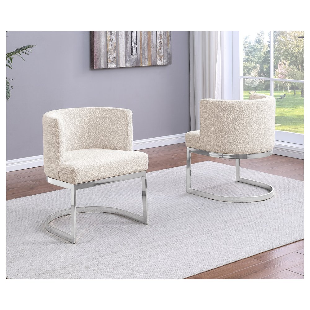 Cream With Silver Chrome Base Barrel Chair (Single Chair)