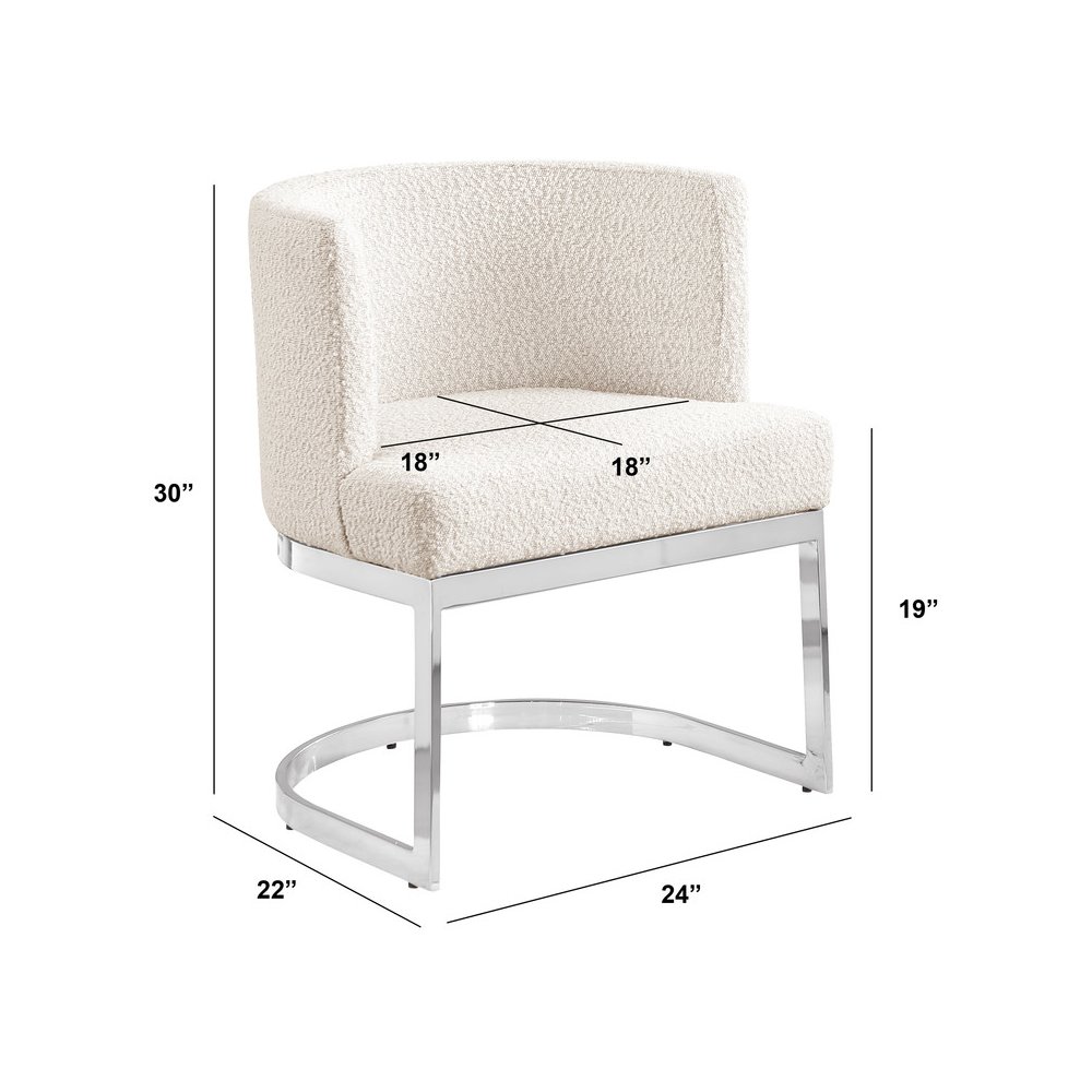 Cream With Silver Chrome Base Barrel Chair (Single Chair)