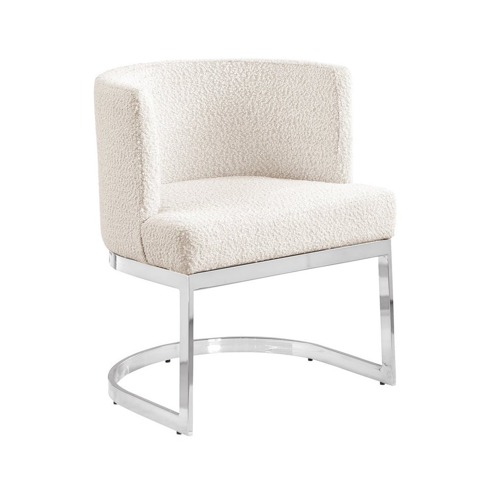 Cream With Silver Chrome Base Barrel Chair (Single Chair)