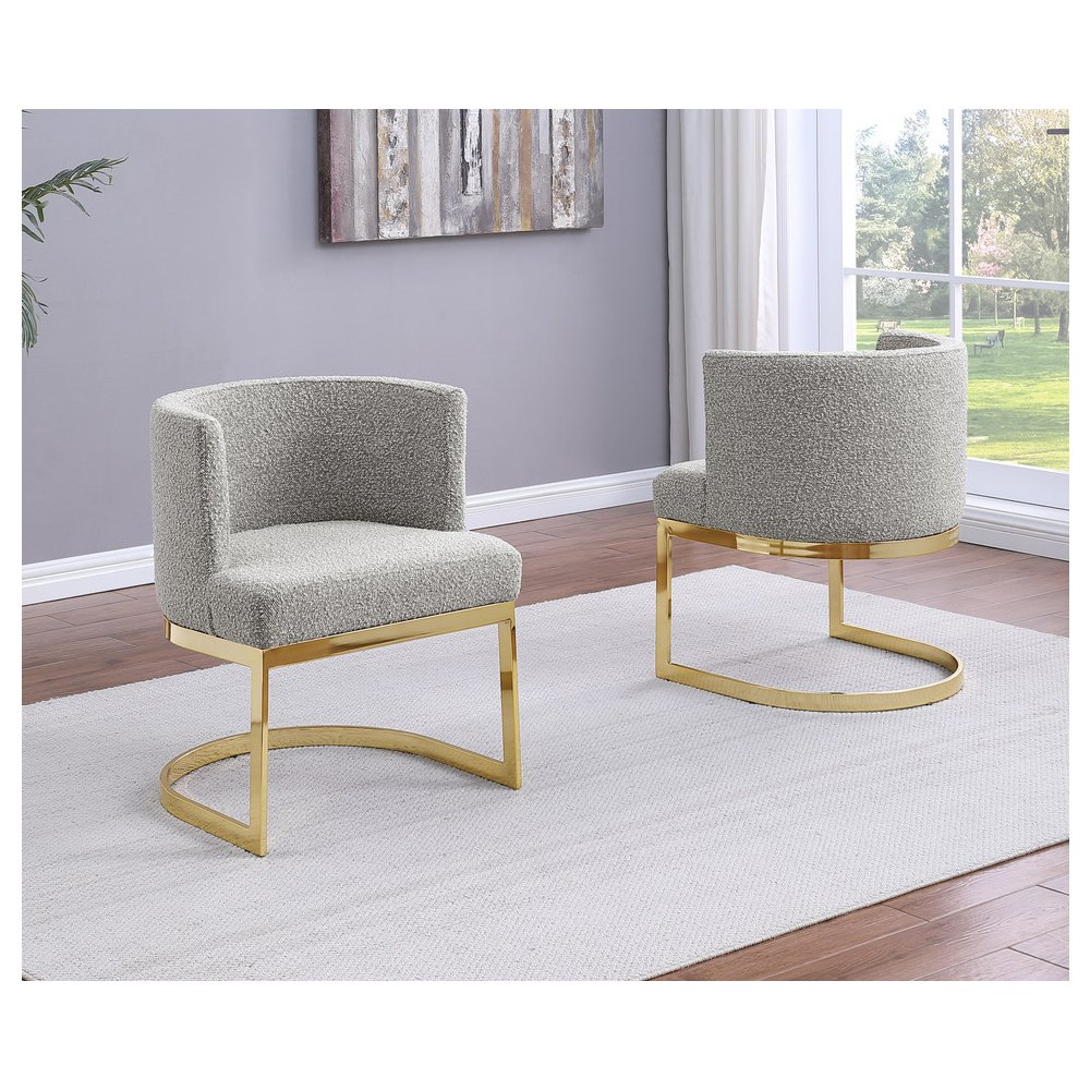 Rich Gray With Gold Chrome Base Barrel Chair (Single Chair)