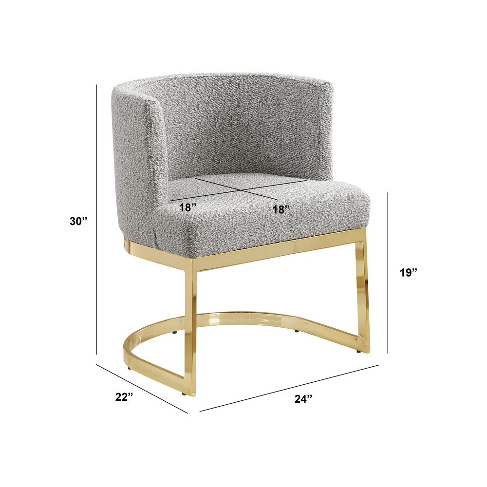 Rich Gray With Gold Chrome Base Barrel Chair (Single Chair)