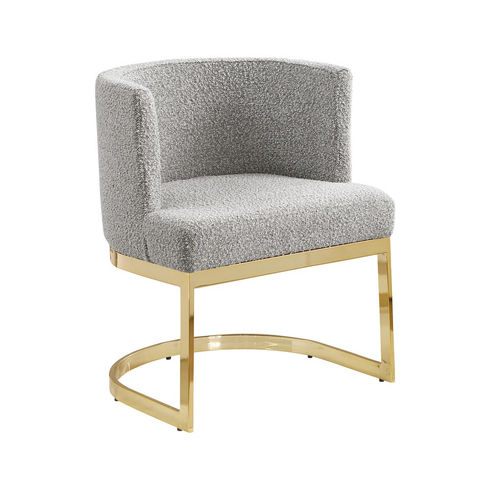Rich Gray With Gold Chrome Base Barrel Chair (Single Chair)