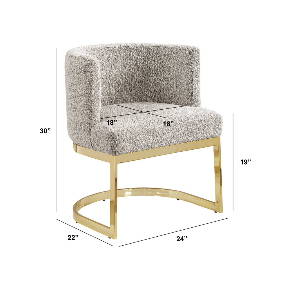 Gray With Gold Chrome Base Barrel Chair (Single Chair)