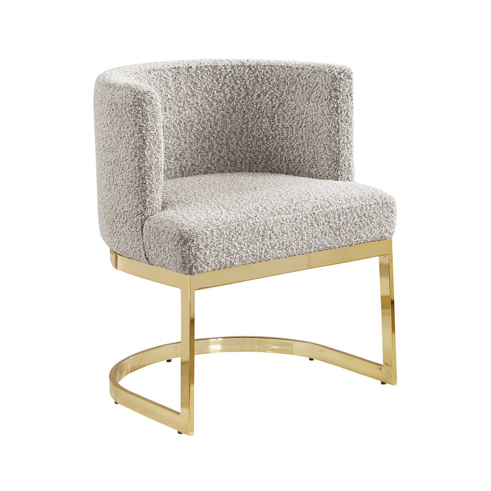 Gray With Gold Chrome Base Barrel Chair (Single Chair)