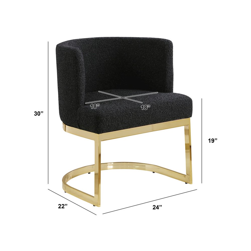 Black With Gold Chrome Base Barrel Chair (Single Chair)