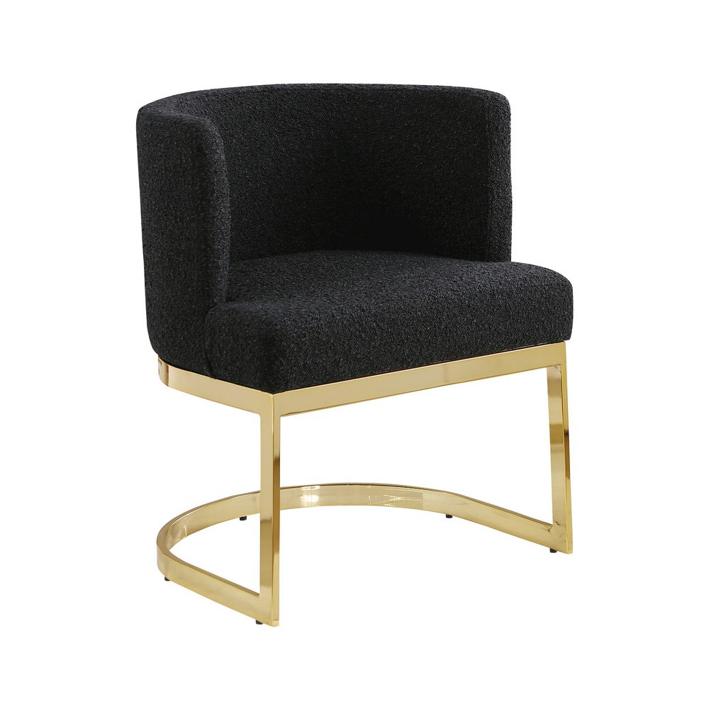 Black With Gold Chrome Base Barrel Chair (Single Chair)