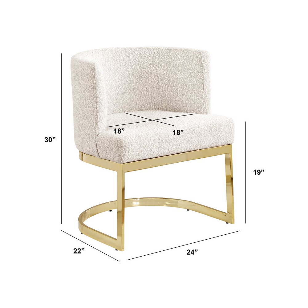 Cream With Gold Chrome Base Barrel Chair (Single Chair)