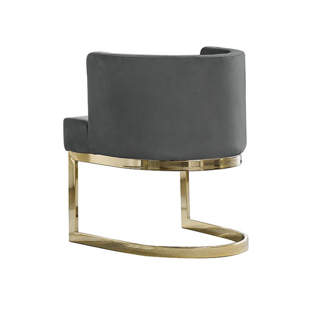 Dark Grey Velvet Side Chair with Gold