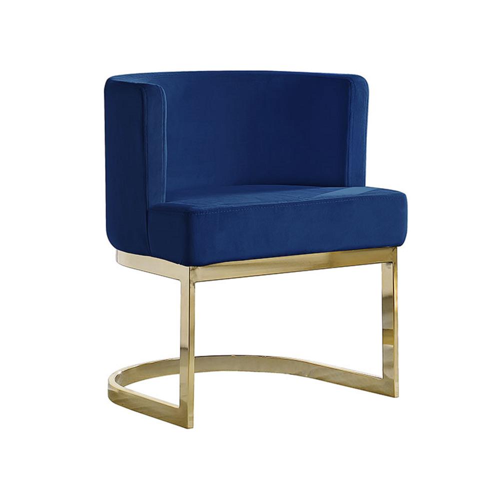 Navy Blue Velvet Side Chair with Gold