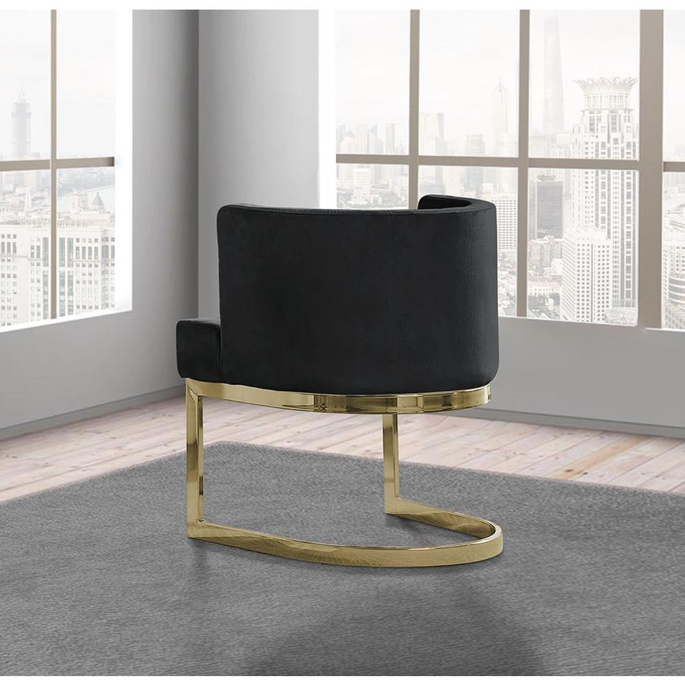 Black Velvet Side Chair with Gold