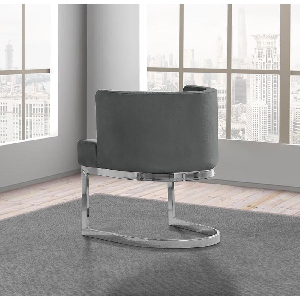 Dark Grey Velvet Side Chair with Silver