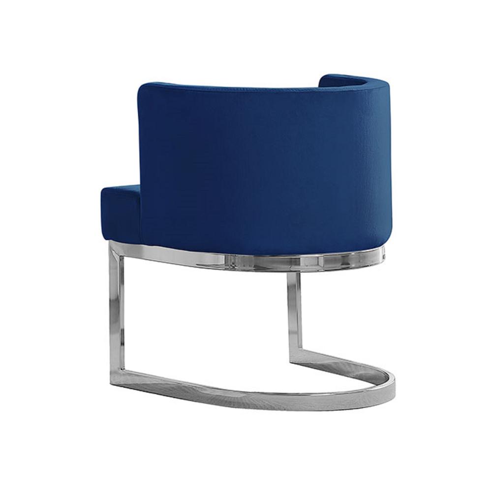 Navy Blue Velvet Side Chair with Silver