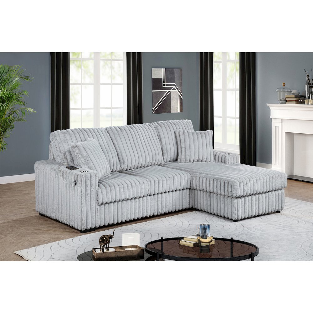 Corduroy Sectional w/ Reversible Ottoman