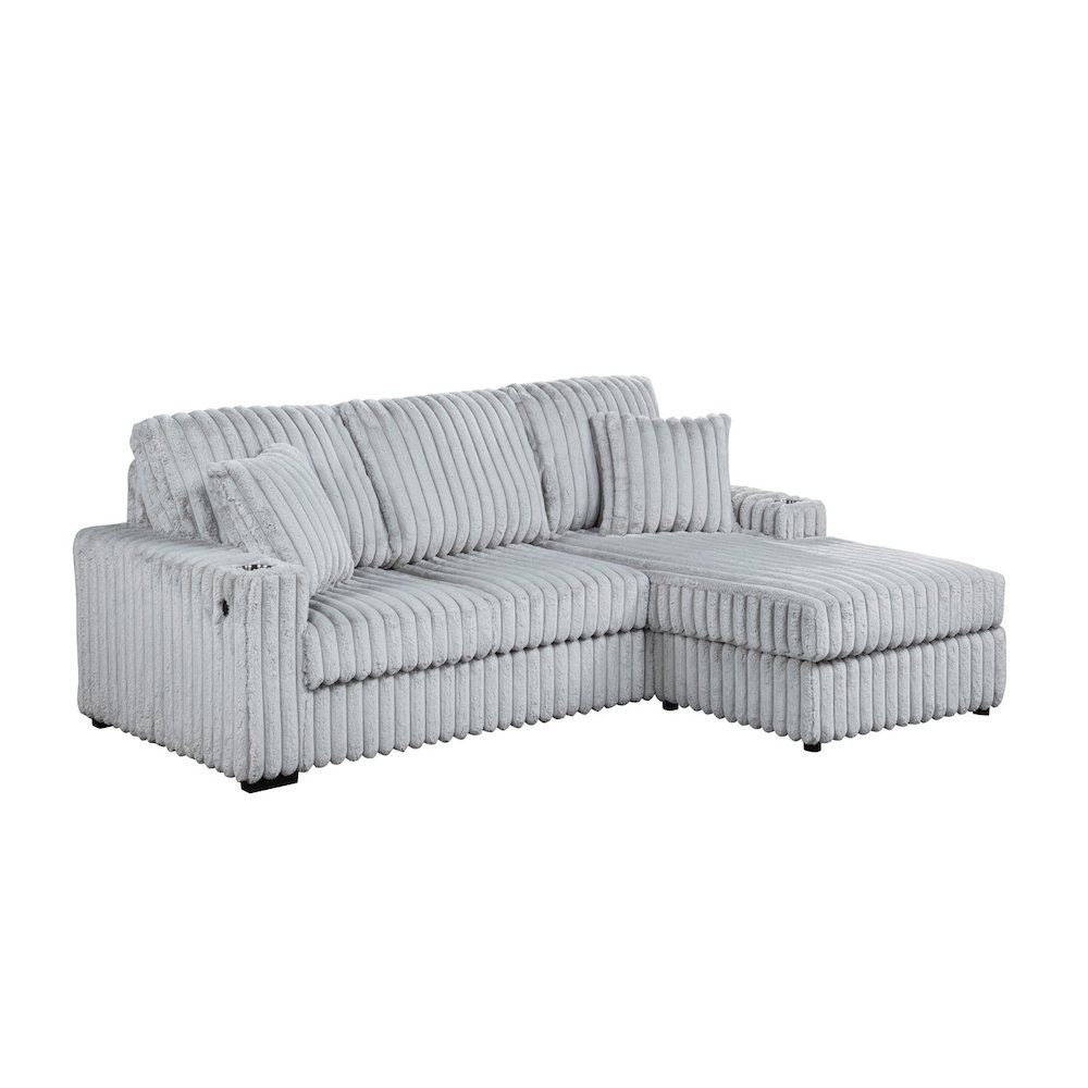 Corduroy Sectional w/ Reversible Ottoman