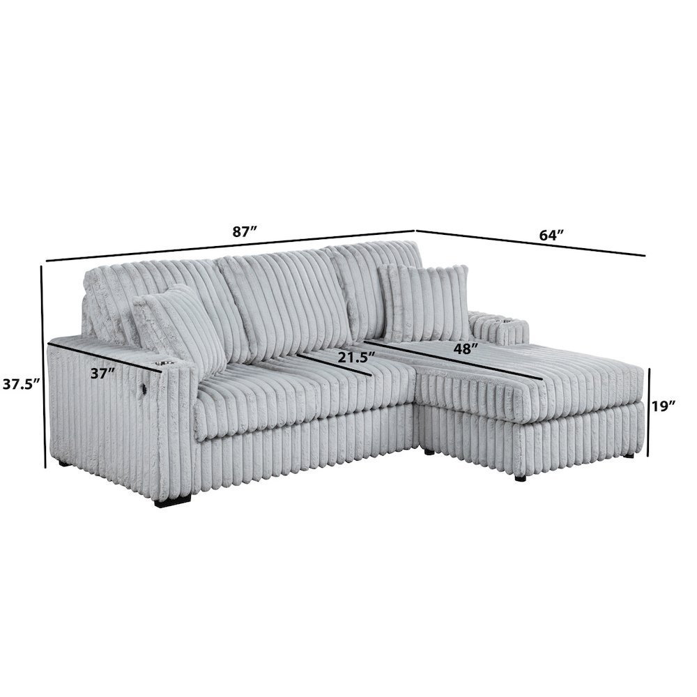 Corduroy Sectional w/ Reversible Ottoman