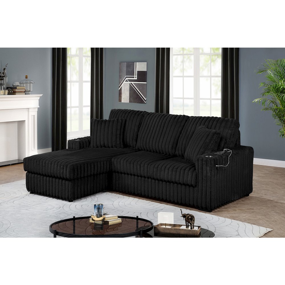 Corduroy Sectional w/ Reversible Ottoman