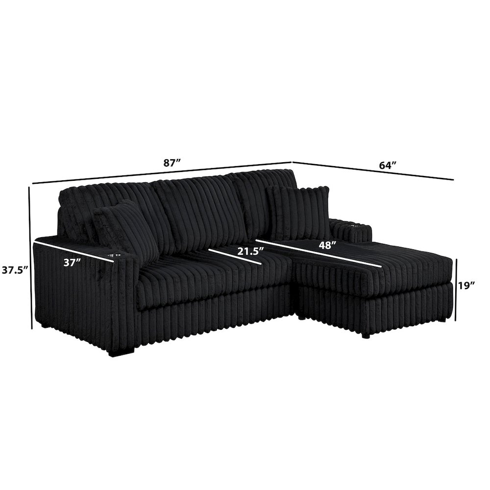 Corduroy Sectional w/ Reversible Ottoman