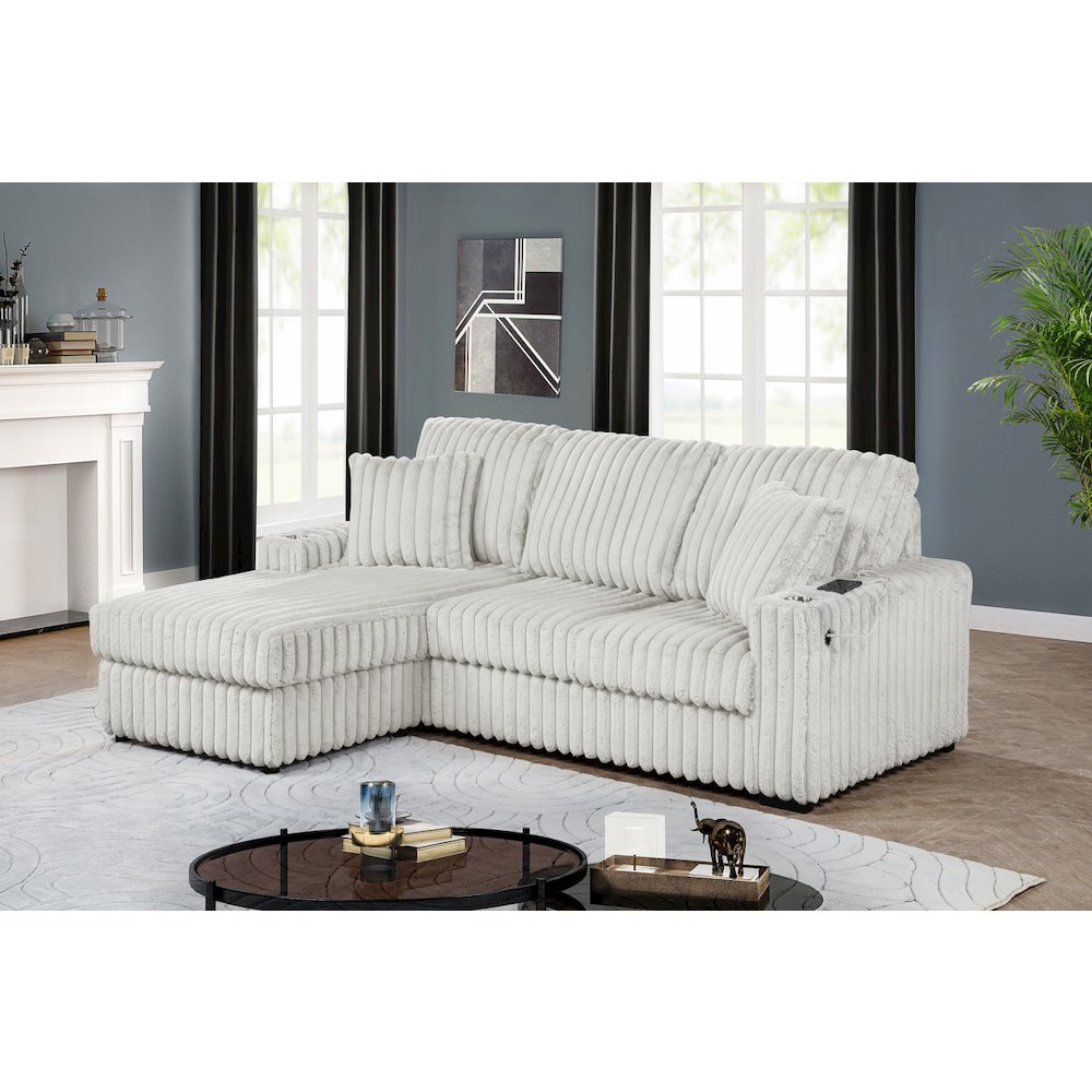 Corduroy Sectional w/ Reversible Ottoman
