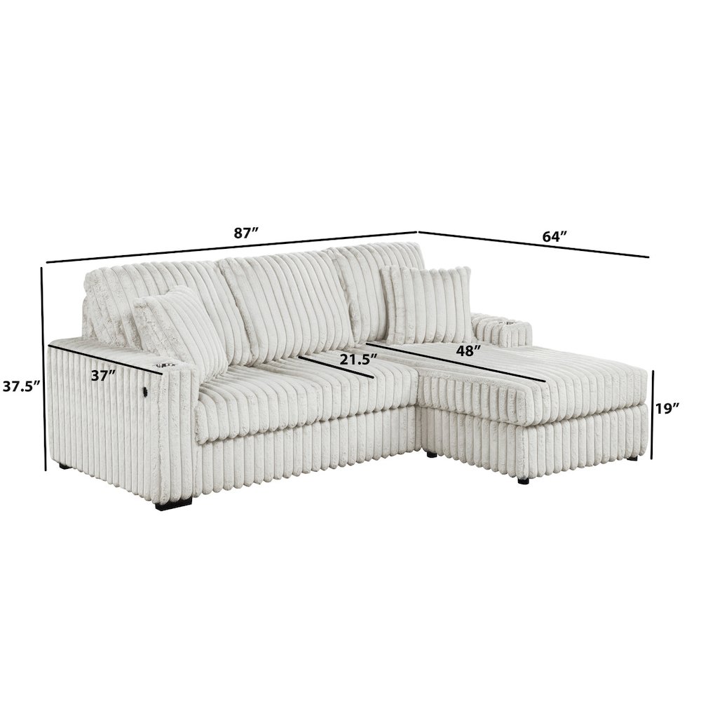Corduroy Sectional w/ Reversible Ottoman