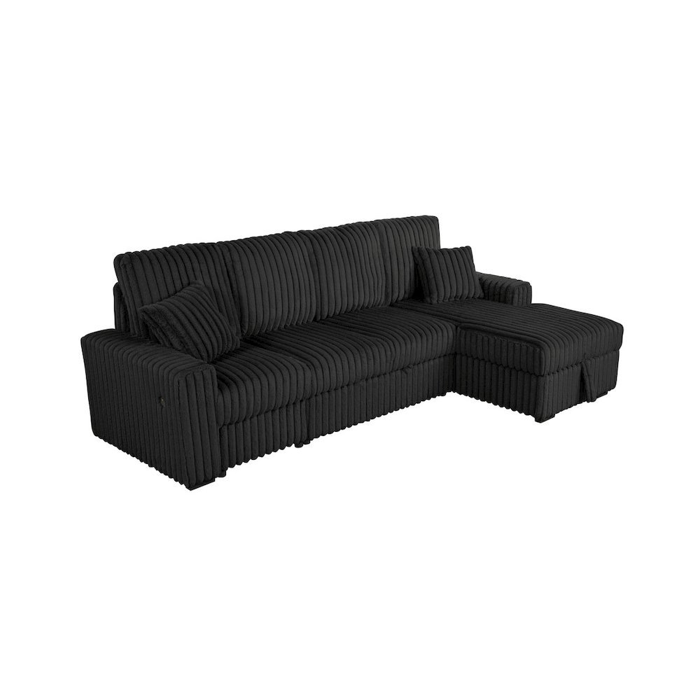3PC Corduroy Sectional w/ Pull Out Loveseat