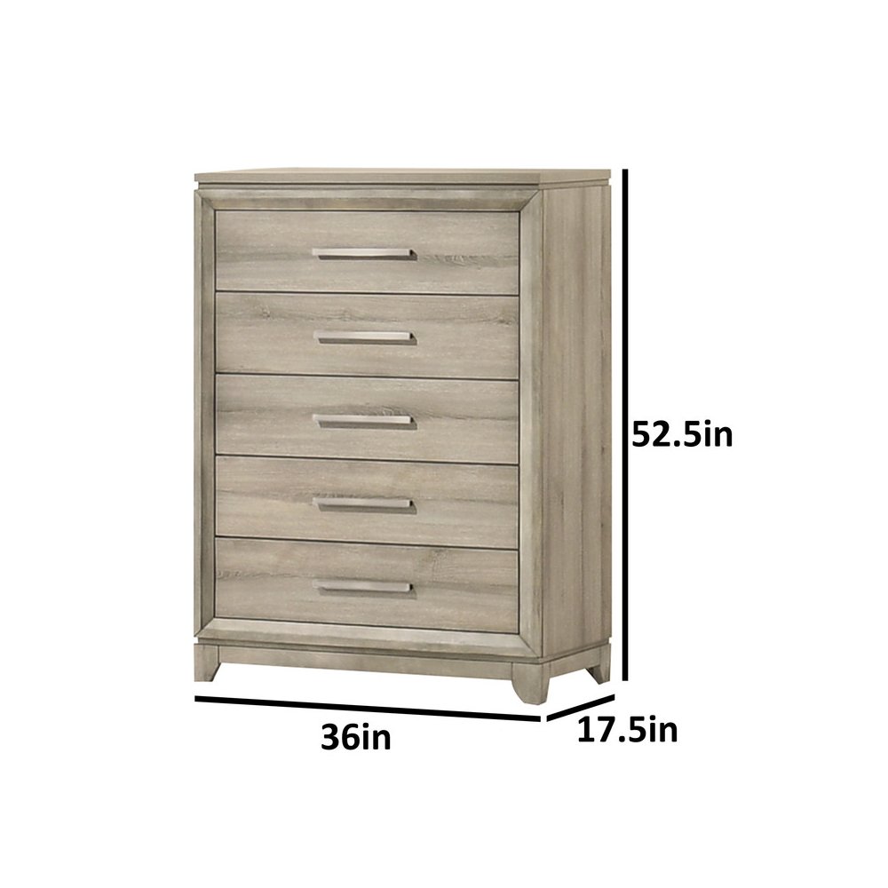 Weathered Greige 5-Drawers Chest