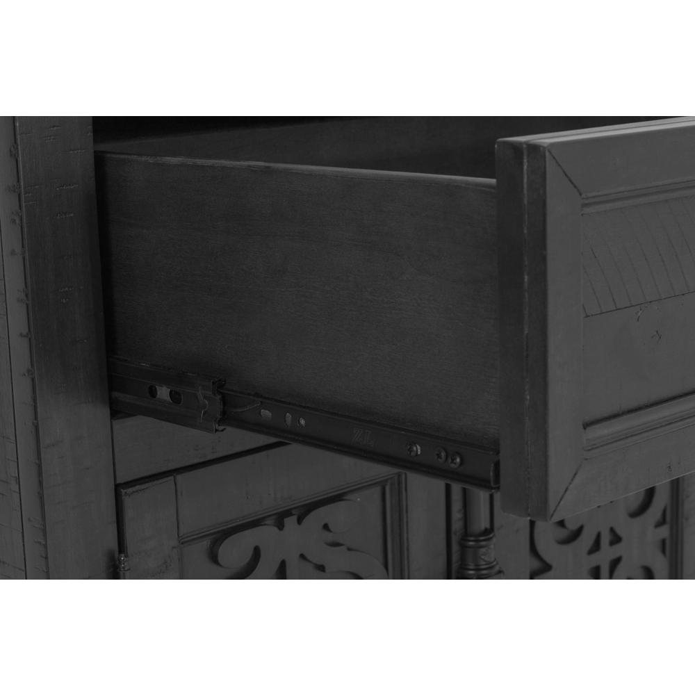 Sleigh night stand with USB charging port in Rustic Gray